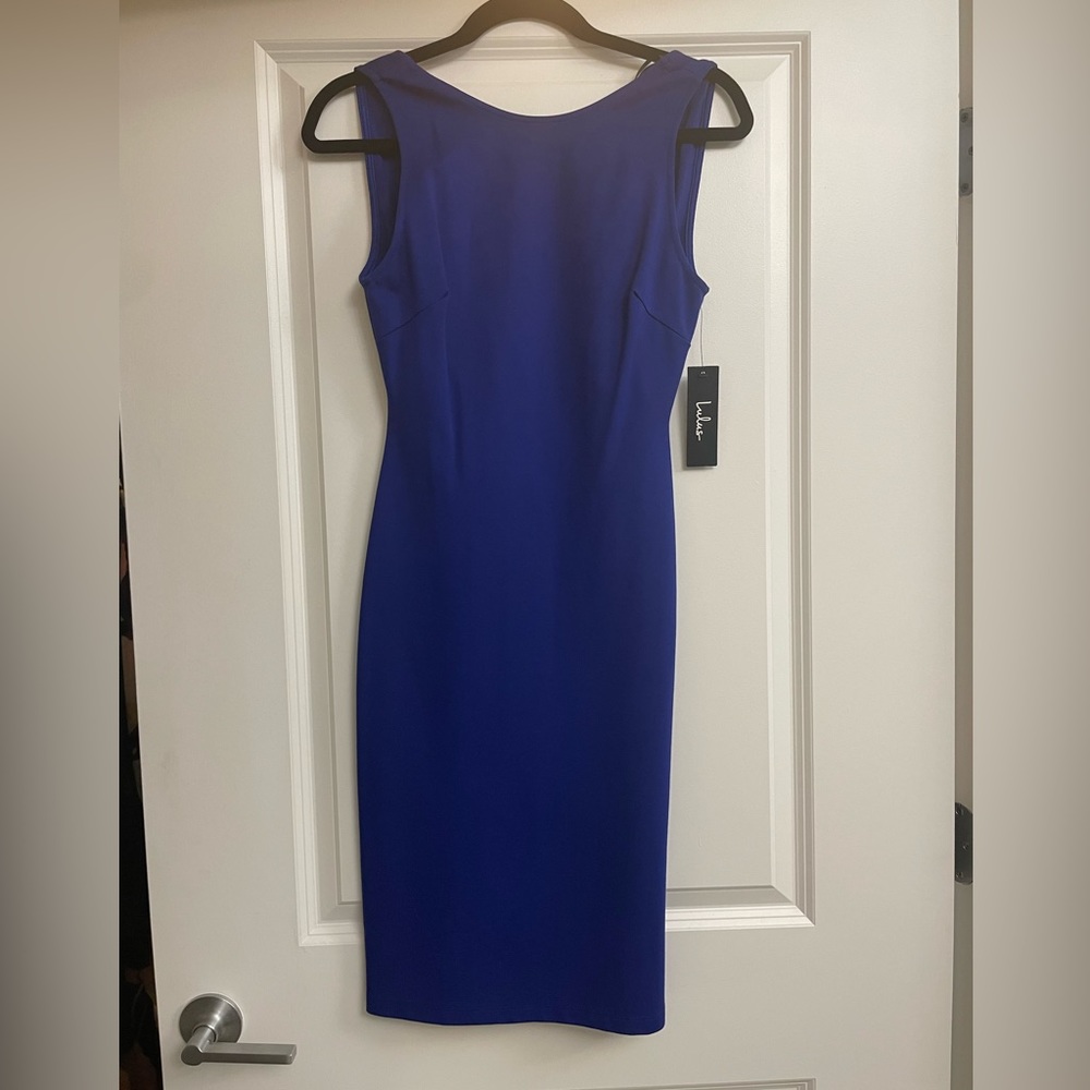NWT Lulus Blue Open-back like a lady midi dress